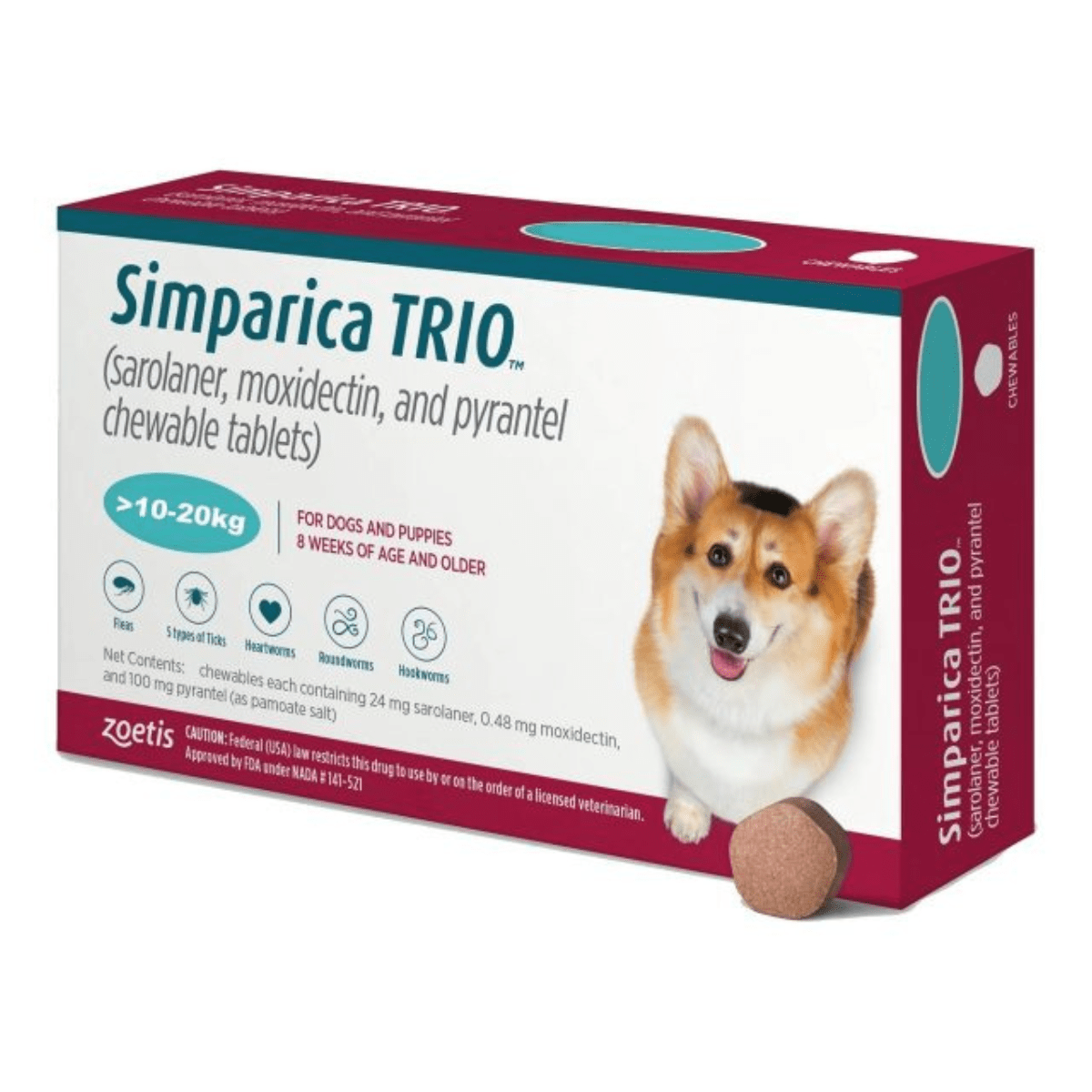 Simparica Trio >10kg - 20kg 1Tab Simparica Trio >10kg - 20kg 1Tab